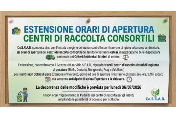 Estensione Orari di Apertura Centri di Raccolta Consortili